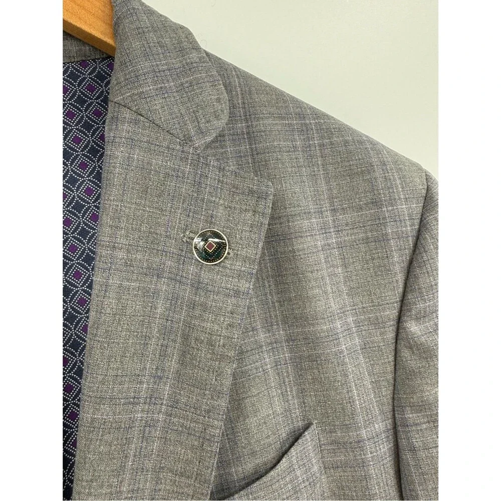 Ted Baker London Endurance Wright-Plaid Suit Jacket | Gray | Size 40L